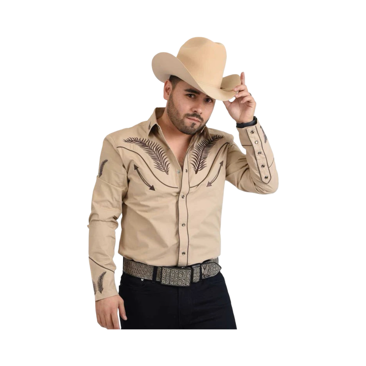 Camisa Vaquera Bordada White Diamonds