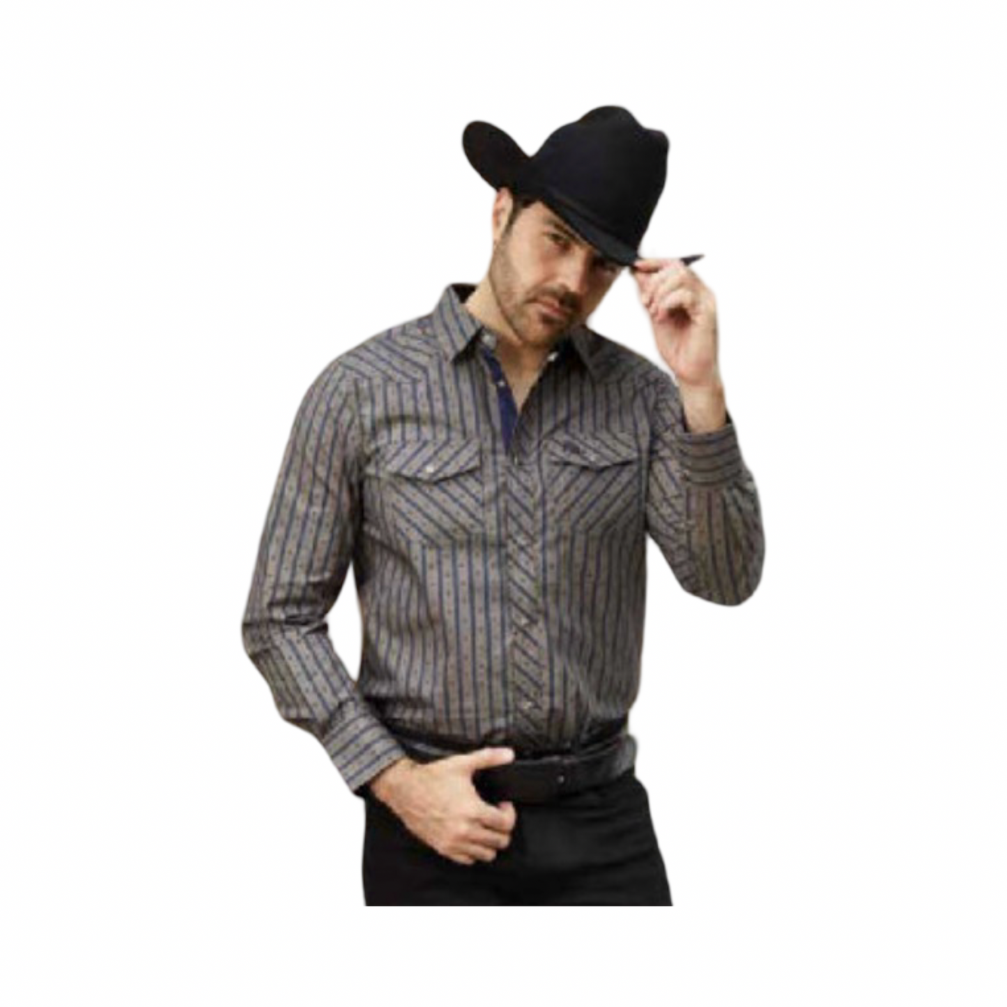 Camisa Vaquera Gris Estilo Western Tradicional – White Diamonds Boots