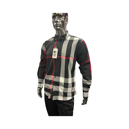 Camisa Casual de Cuadros Negros Elegantes para Hombre