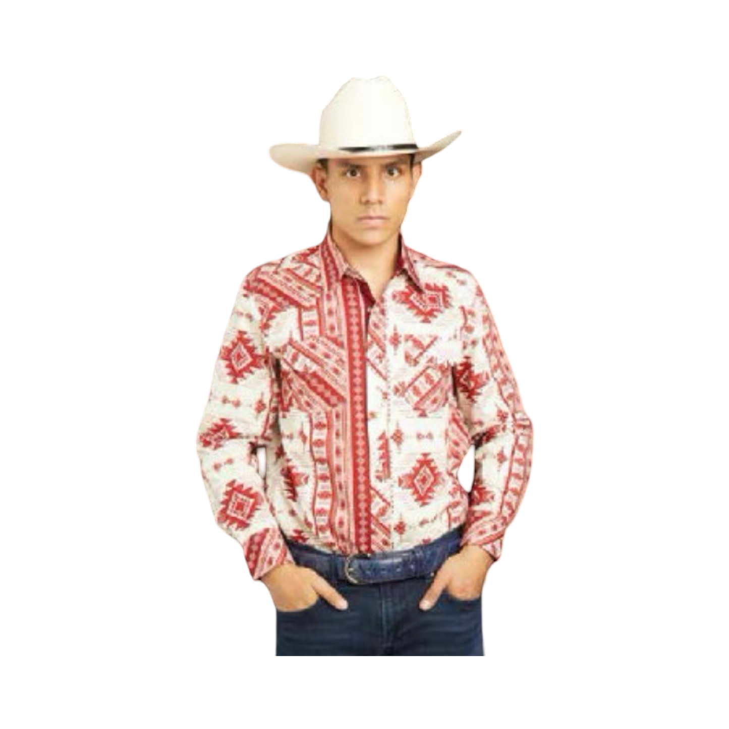 Camisa Vaquera Roja con Contraste Blanco Western – White Diamonds Boots