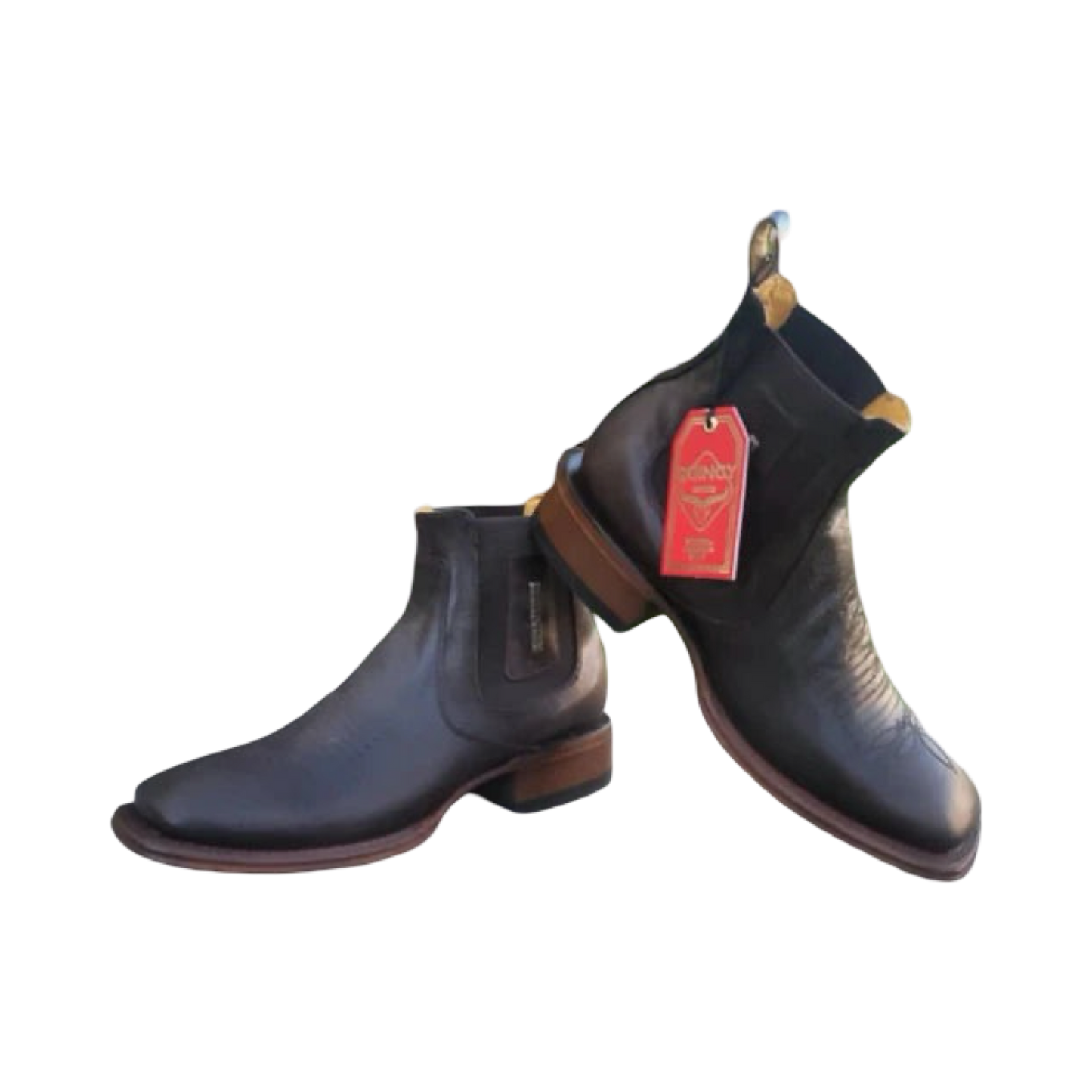 Botines Charros Quincy de Piel con Punta Cuadrada