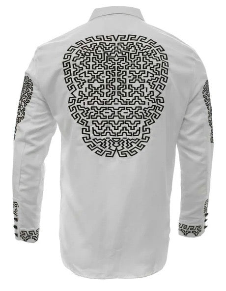 Camisas Charras Para Hombre Blanca Con Negro de Gamuza