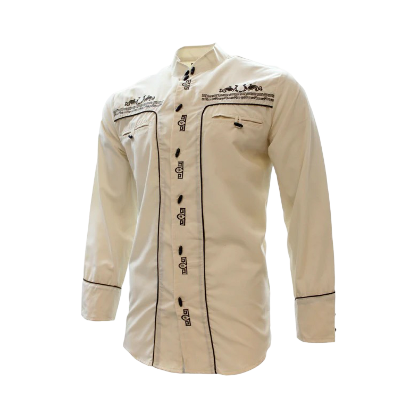 Camisas Charras Para Hombre Beige con Cafe Tradicional