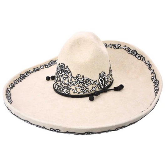 Sombrero Charro Hombre Lana Lazer color Crema