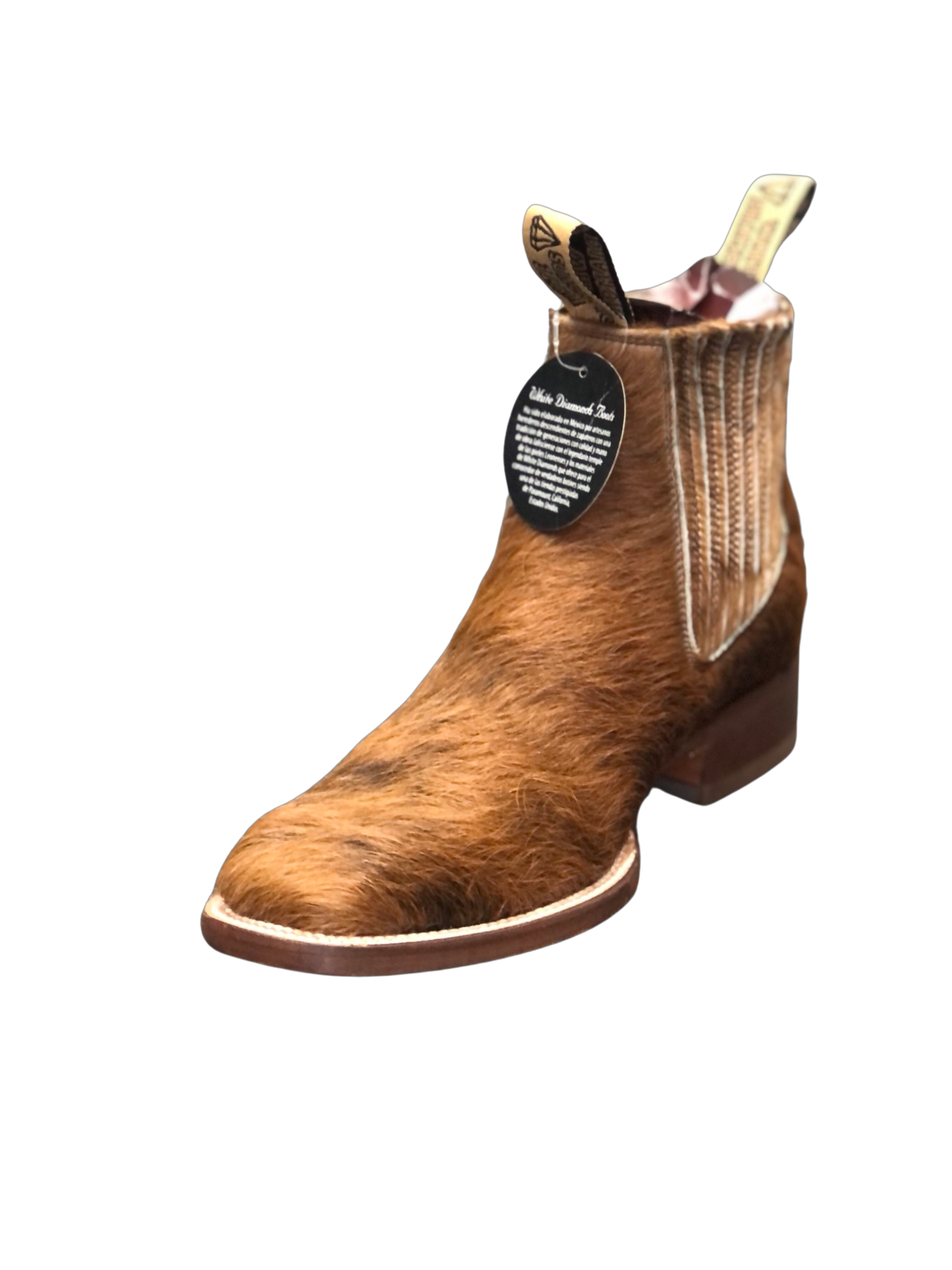 Botines Charros White Diamond Boots con Punta Cuadrada