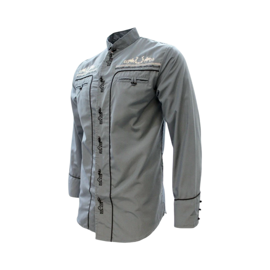 Camisas Charras Para Hombre Gris Obscuro Tradicional