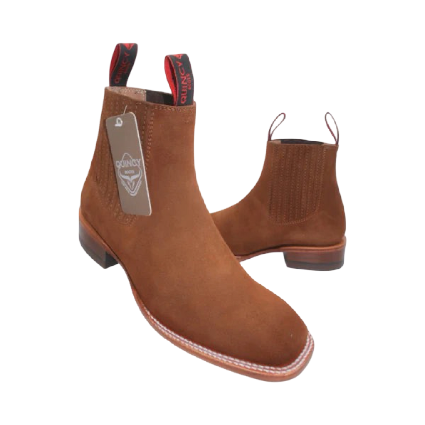 Botines Charros Quincy de Gamuza con Punta Cuadrada Q68B6350