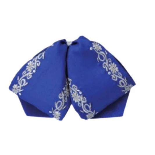 Moño Charro White Diamond Azul Rey con Blanco – Elegancia Tradicional