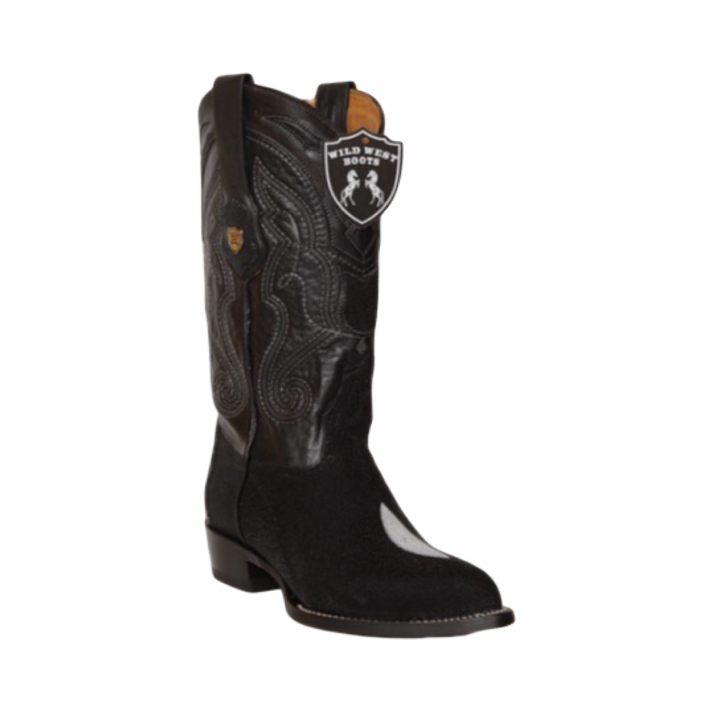 Bota de Mantarraya Negra Single Stone Horma J-Toe | Wild West Boots