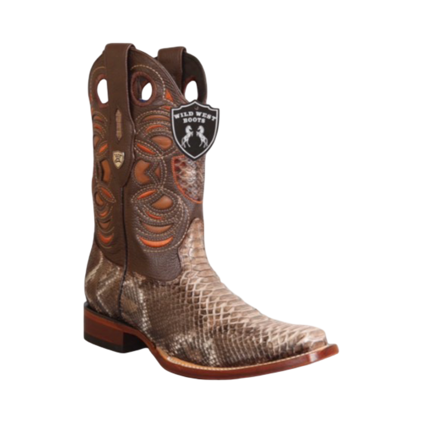 Botas de Pitón Nubuck Brown Originales | Punta Redonda | Wild West