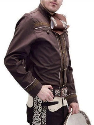 Camisa Charra para Hombre Cafe Obscuro