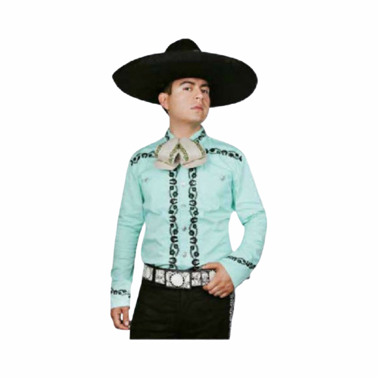 Camisa Charra Pistacho para Hombre con Detalles Bordados – Estilo Mexicano