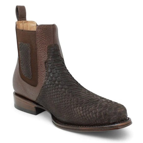 Botines Charros de Pitón Café para Hombre | Vestigium
