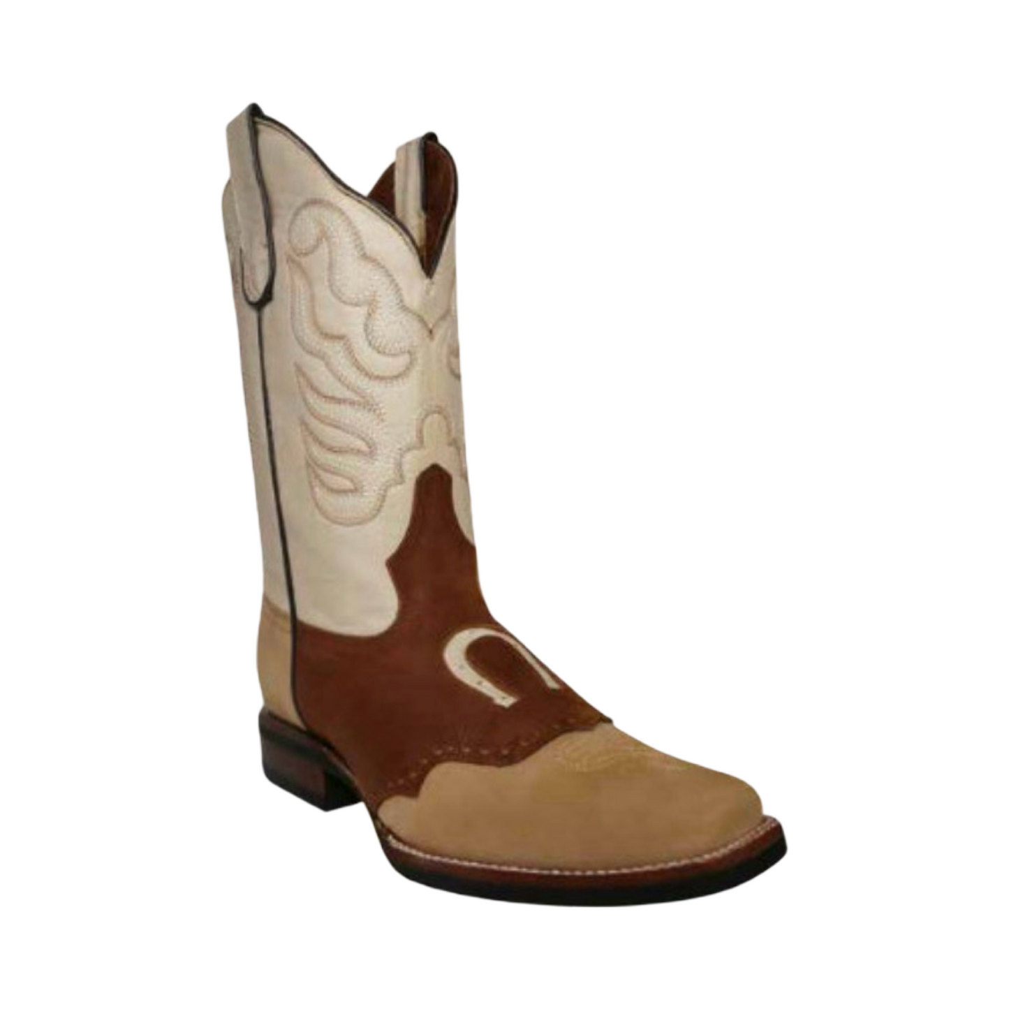 Bota Herradura Color Café horma Rodeo - White Diamonds Boots