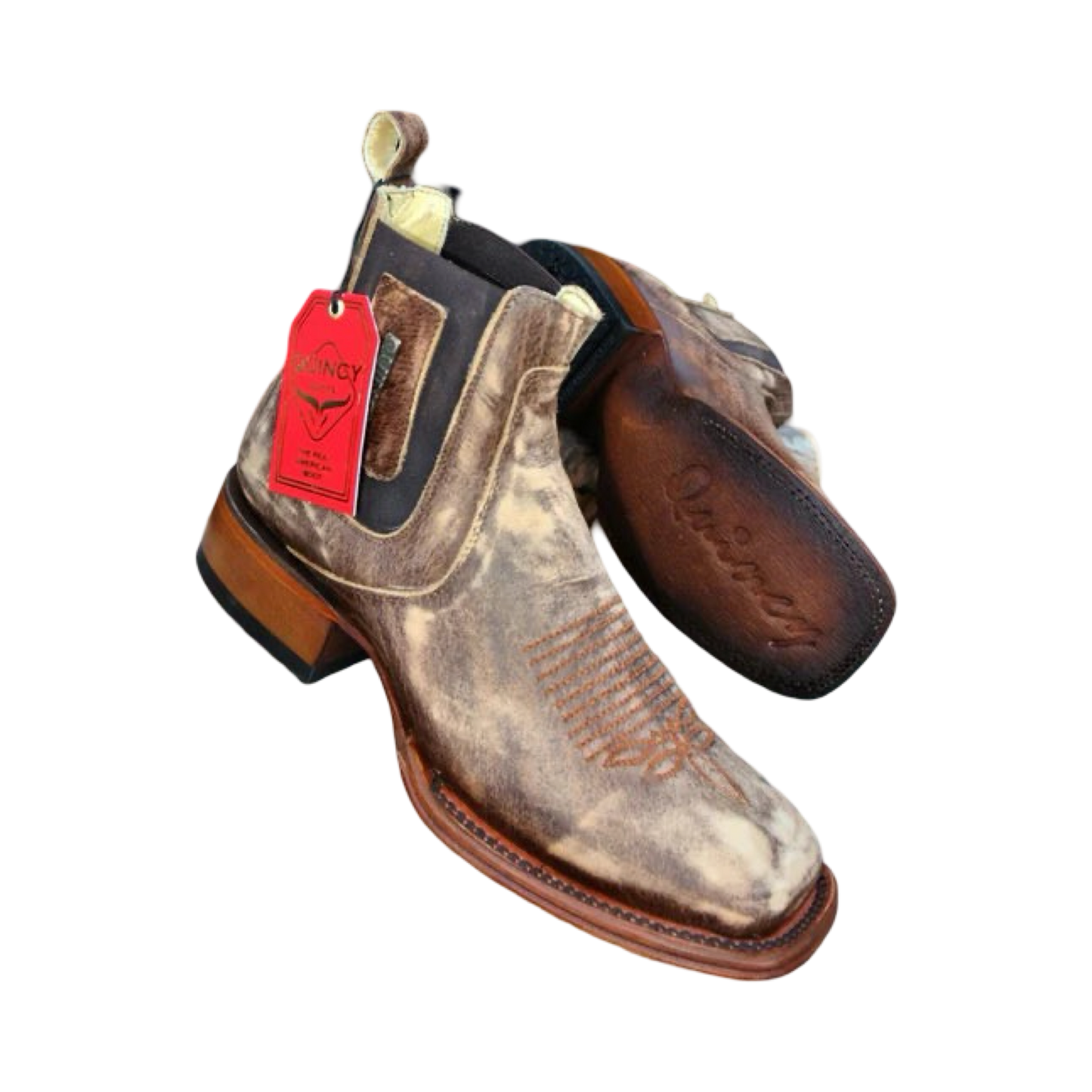 Botines Charros Quincy de Piel con Punta Cuadrada