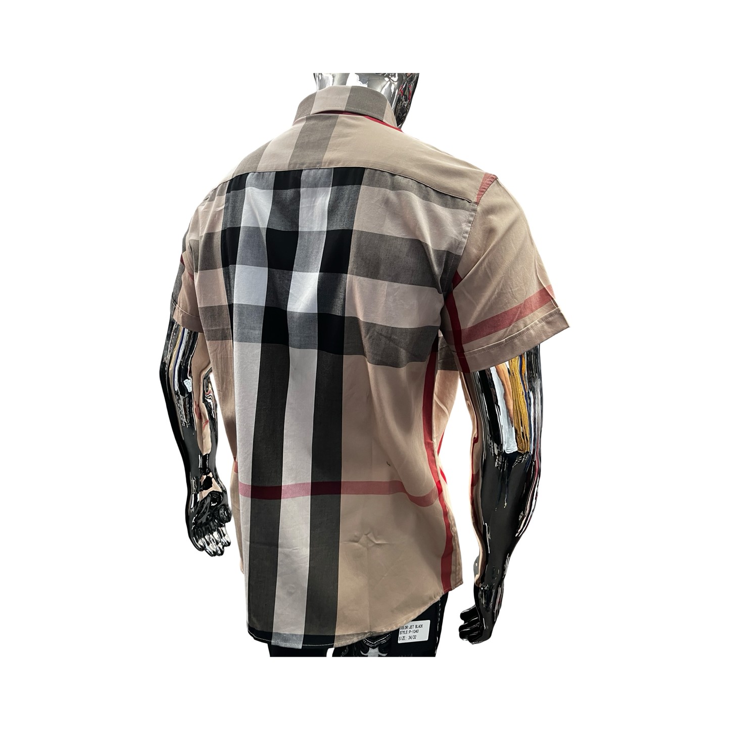 Camisa de Cuadros Beige Casual para Hombre
