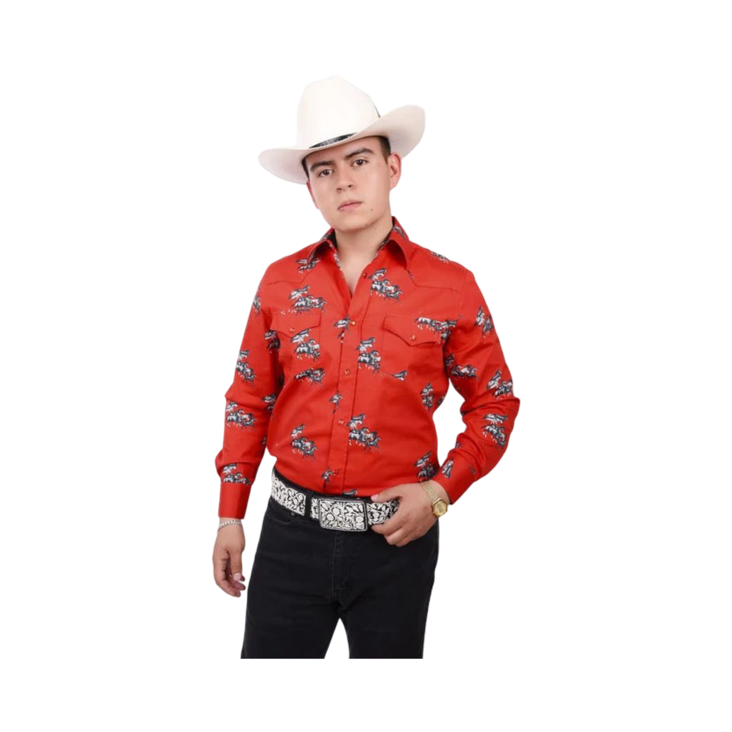 Camisa Vaquera Bordada White Diamonds