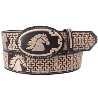 Cinturón Charro Café con Caballo en Relieve