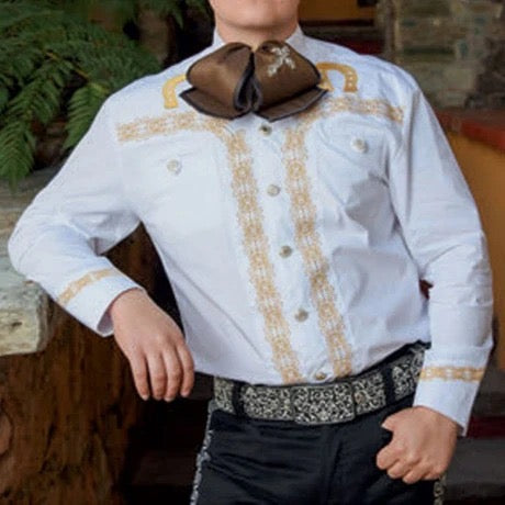 Camisas Charras Para Hombre Blanco con Amarillo Claro