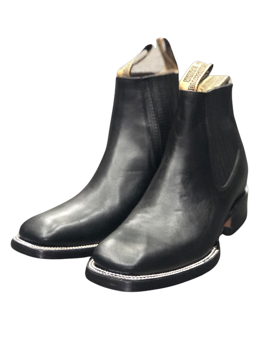 Botines Charros White Diamond Boots con Punta Cuadrada