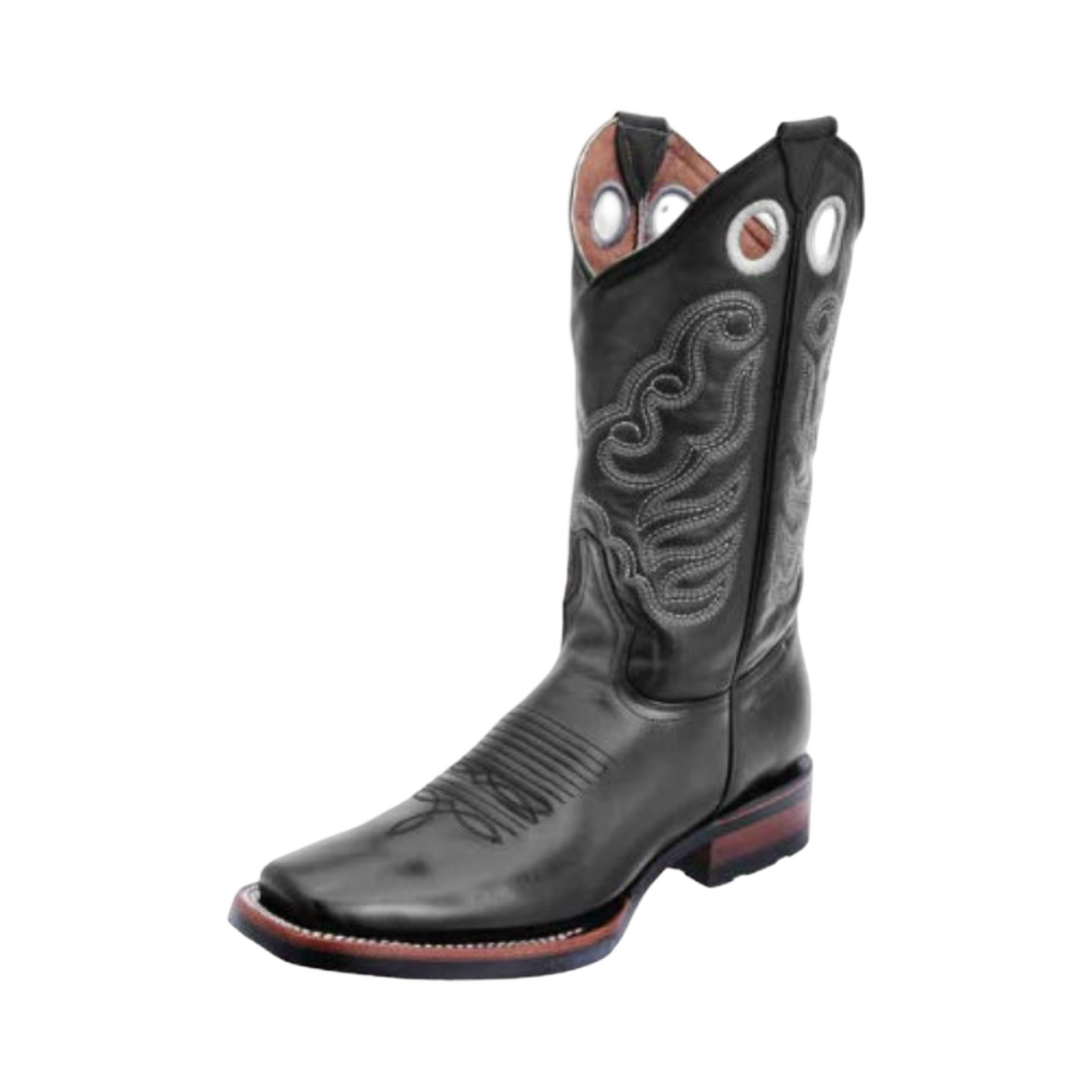 Bota Color Negro horma Rodeo - White Diamonds Boots