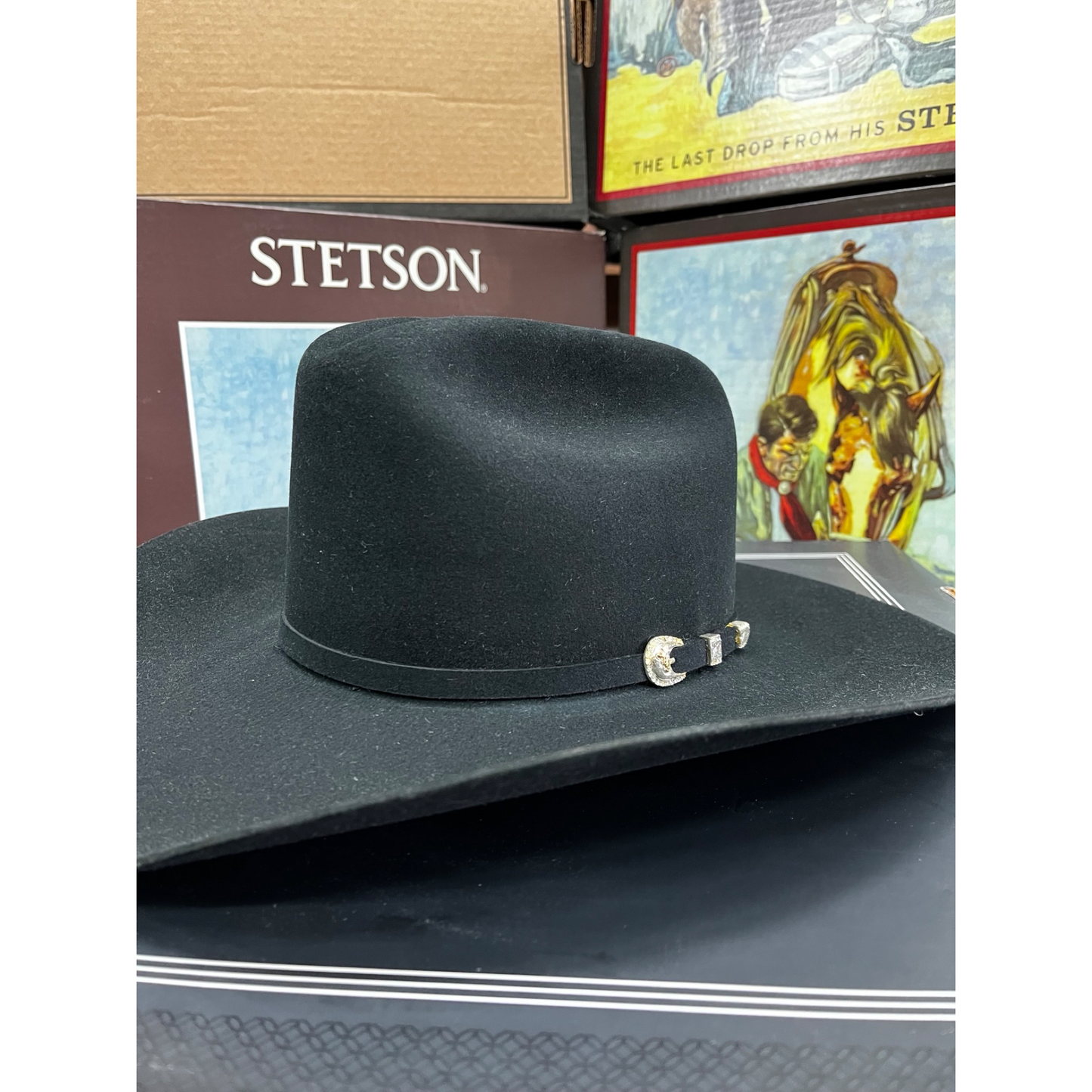 Sombrero Stetson 10X Shasta Negro – Elegancia Sutil y Durabilidad