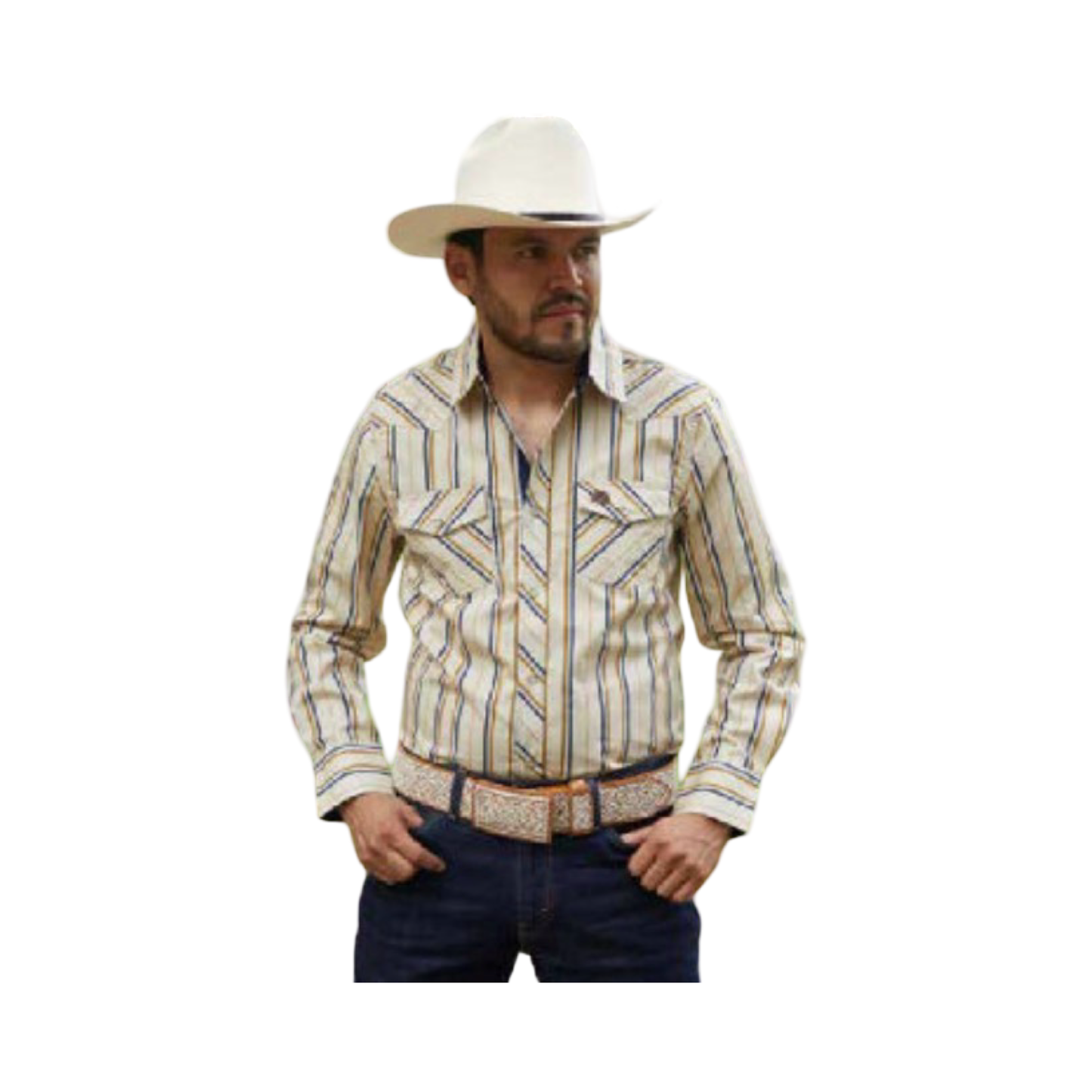 Camisa Vaquera Beige Clásica Western – White Diamonds Boots