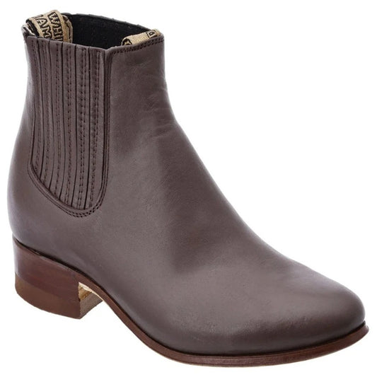 Brown ankle boot on a white background