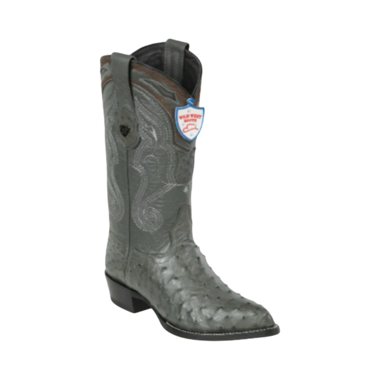 Botas Wild West Original de Avestruz Horma Puntal Color Gris – Piel Exótica