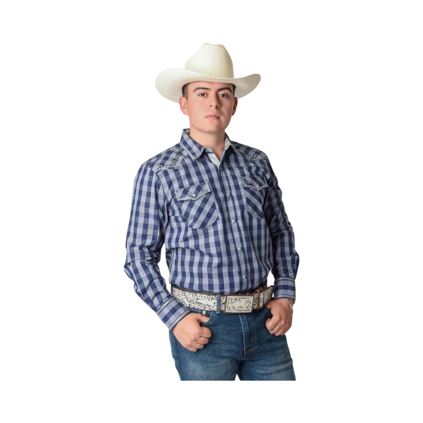 Camisa Vaquera Bordada White Diamonds