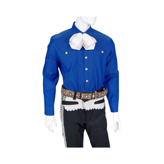 Camisa charra azul rey para hombre estilo charro tradicional