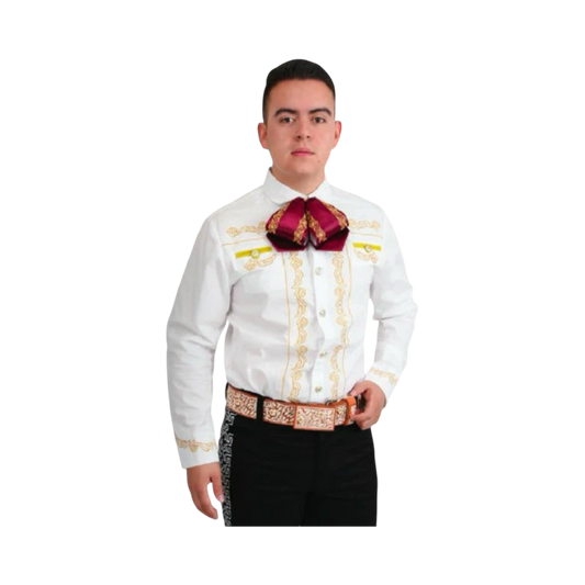 Camisa charra de hombre color crema elegante para traje típico mexicano