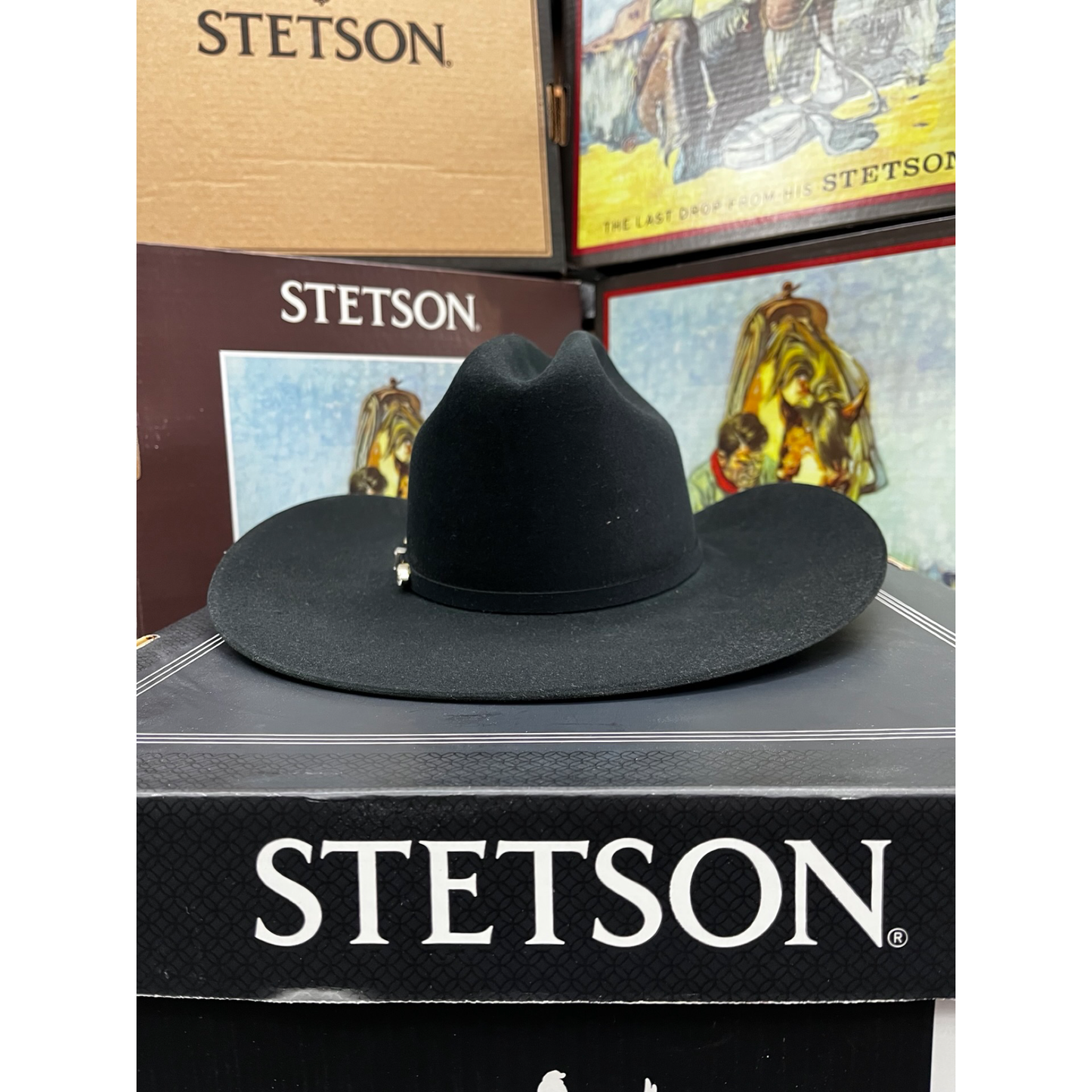 Sombrero Stetson 10X Shasta Negro – Elegancia Sutil y Durabilidad