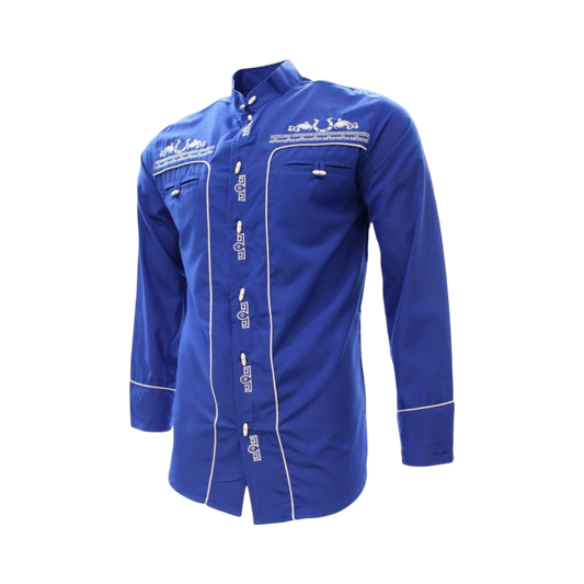 Camisas Charras Para Hombre Azul Rey Elegante