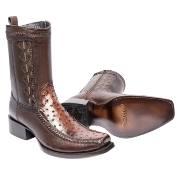 Bota MAHUESTIC Café Difuminado Piel de Avestruz Original – El
