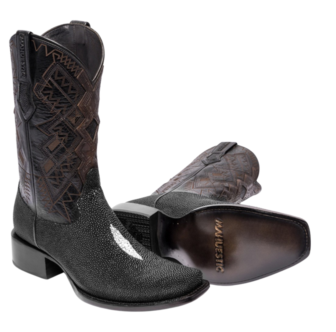 Bota estilo Dubai completa mantarraya negra Single Stone