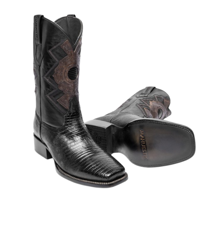 Botas de armadillo en color negro para hombre con diseño western elegante
