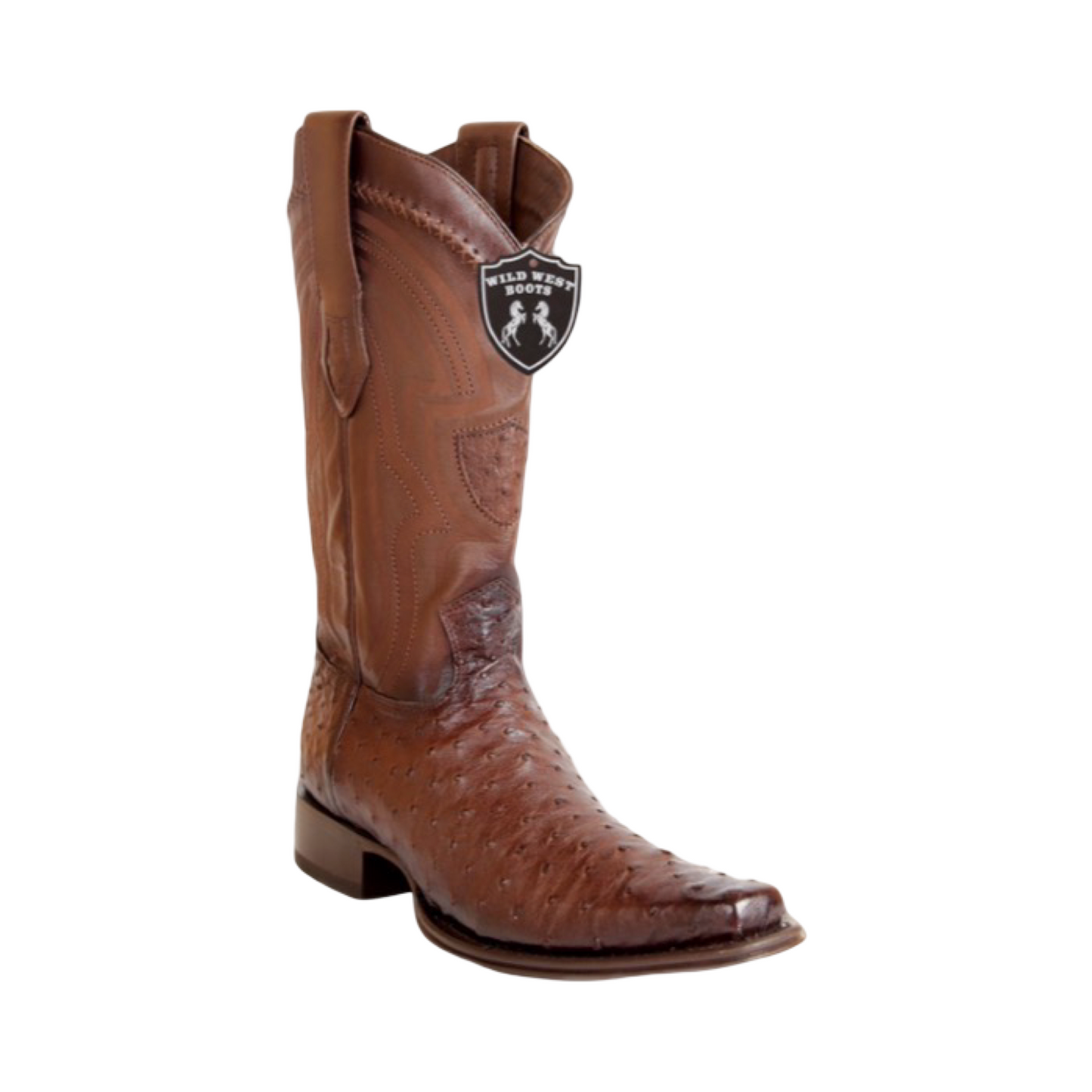 Botas de avestruz color café con horma 7X estilo western.