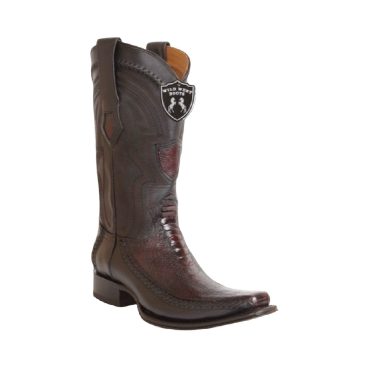 Botas de pata de avestruz color Blackcherry modelo alterno.