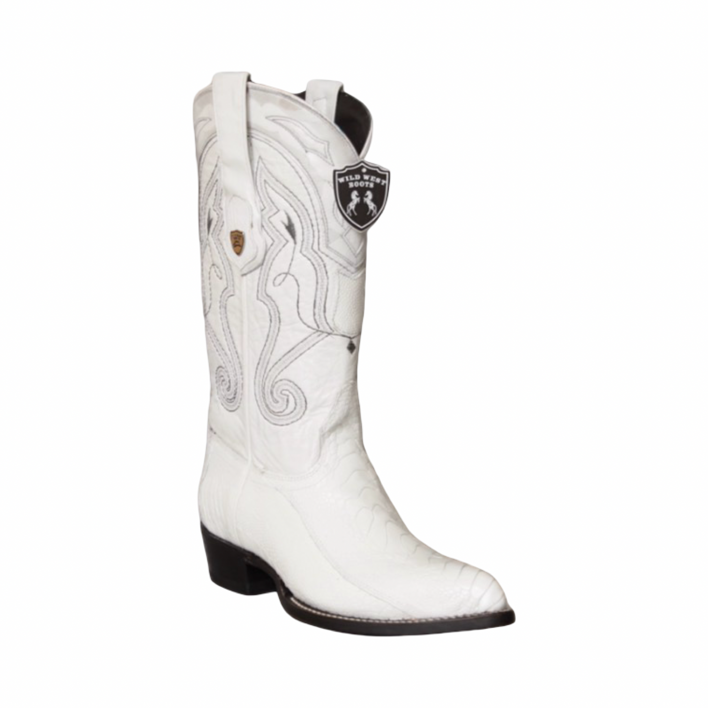 Botas de pata de avestruz blancas con horma Puntal.