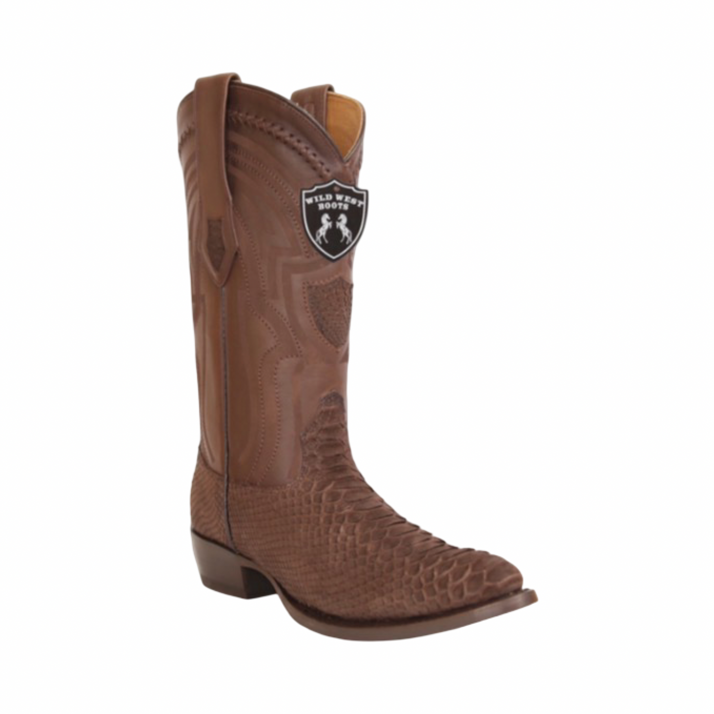 Botas de pitón color Nubuck Brown con punta redonda Wild West