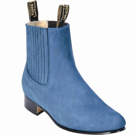 Botines Charros de Gamuza Azul Jean para Hombre | Los Altos