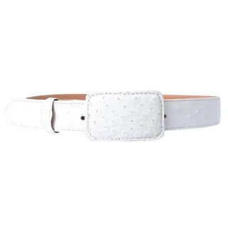 White belt with a brown buckle on a white background