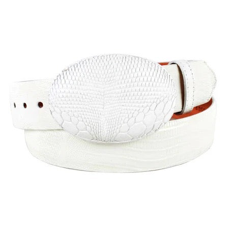 White textured belt on a white background