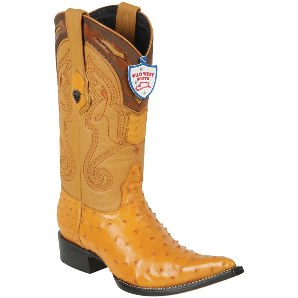 Botas Wild West de Avestruz Horma Chihuahua Color Mantequilla – Elegancia Artesanal