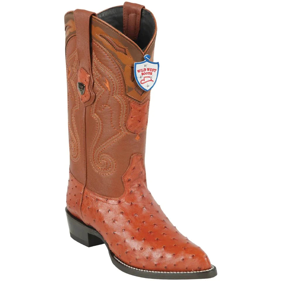 Botas Wild West de Avestruz Horma Puntal Color Cognac – Estilo Clásico Premium