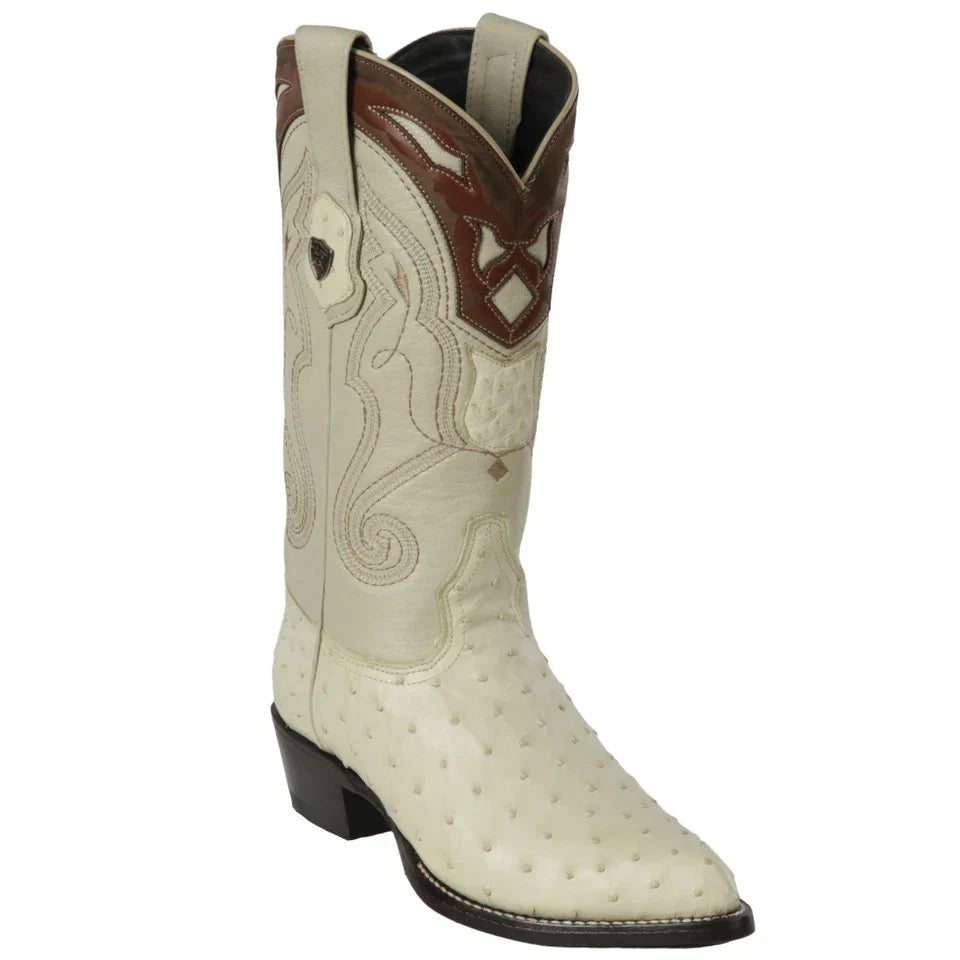 Botas Wild West de Avestruz Color Hueso Horma Puntal – Elegancia Natural