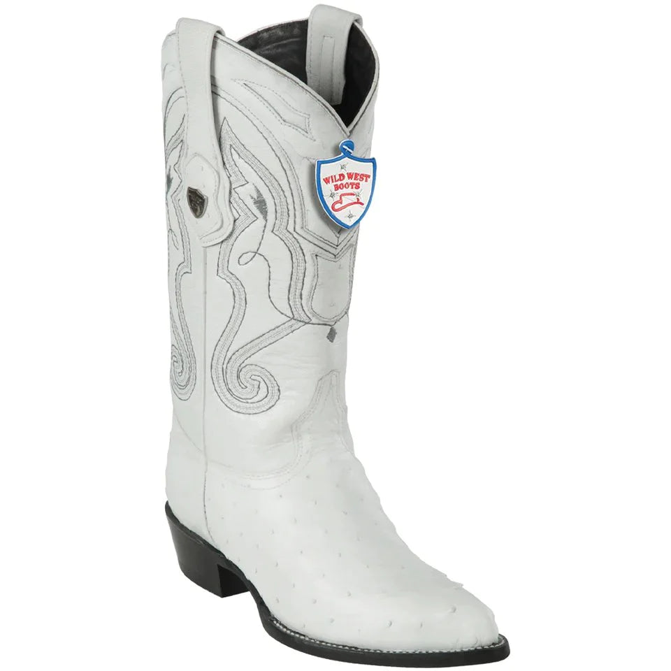 Botas Wild West de Avestruz Horma Puntal Color Blanco – Elegancia Pura