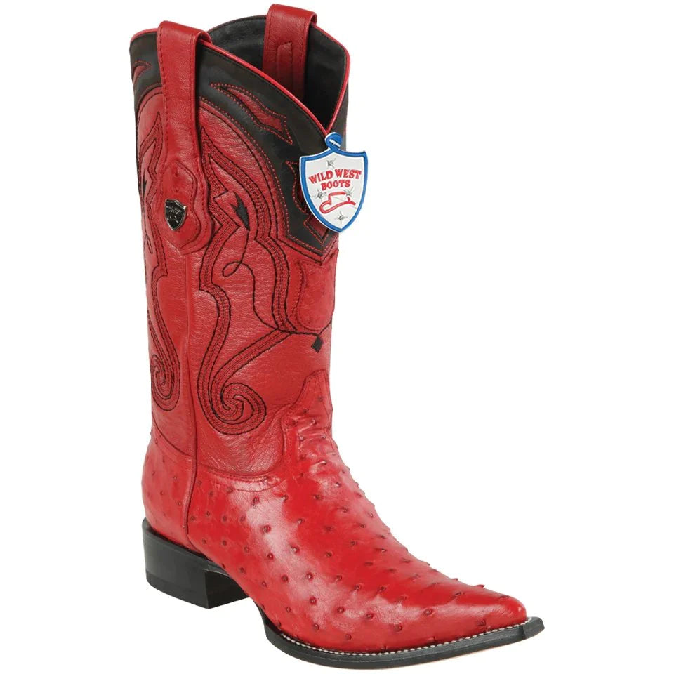 Botas Wild West de Avestruz Horma Chihuahua Color Rojo – Estilo Audaz
