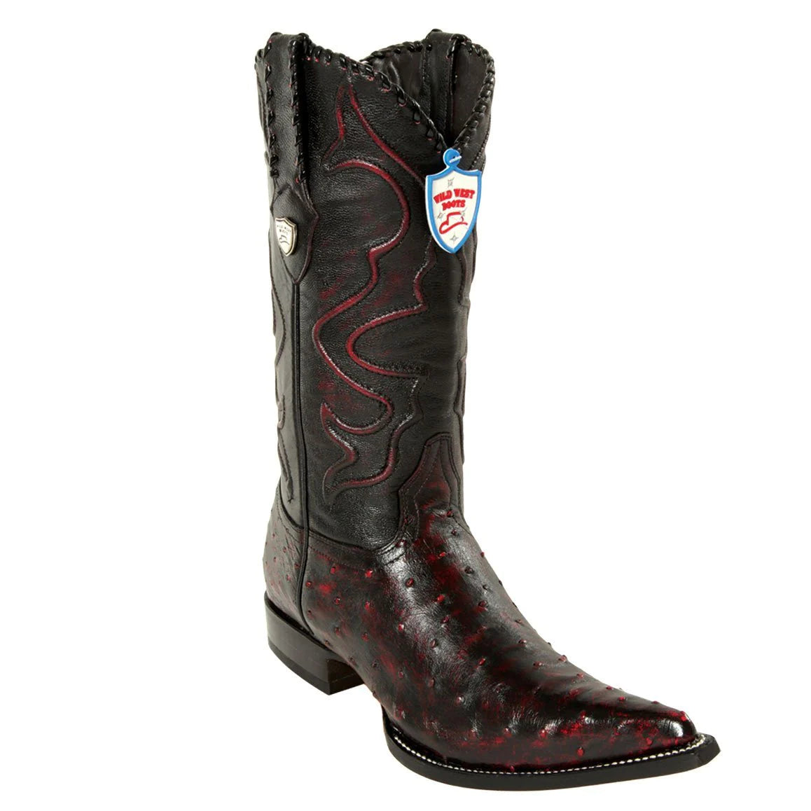 Botas Wild West de Avestruz Chihuahua 3X Blackcherry – Estilo Exclusivo y Lujo Artesanal